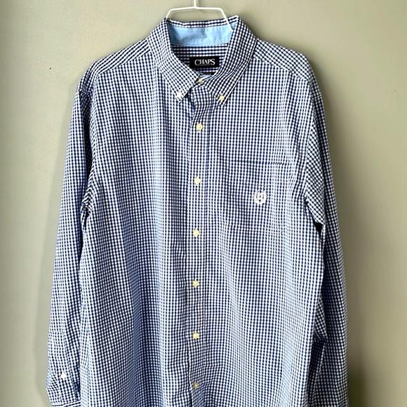 Mens Chaps Navy & White gingham button down shirt - Picture 1 of 7